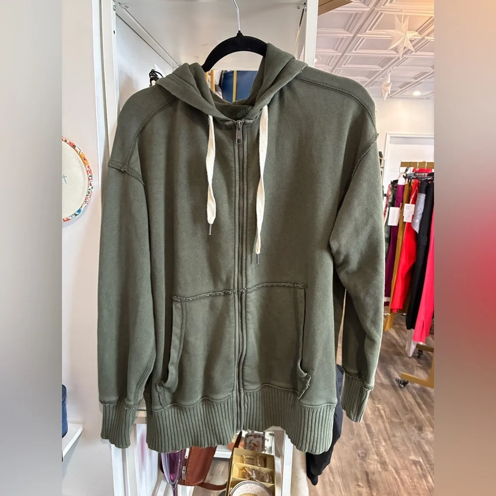 Aerie Down-to-Earth Full Zip Hoodie green size small - Picture 2 of 3